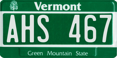 VT license plate AHS467