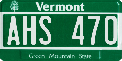 VT license plate AHS470