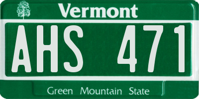VT license plate AHS471
