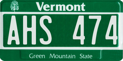 VT license plate AHS474