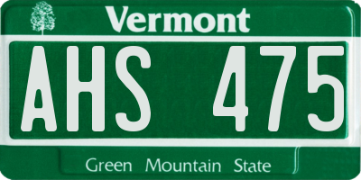 VT license plate AHS475