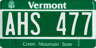 VT license plate AHS477