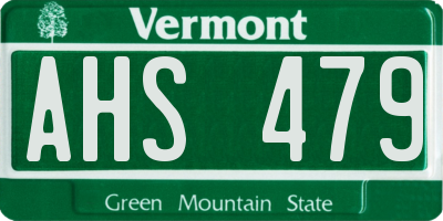 VT license plate AHS479
