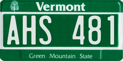 VT license plate AHS481