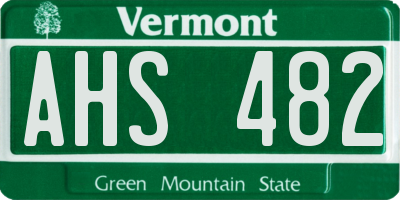 VT license plate AHS482