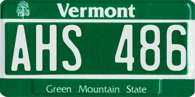 VT license plate AHS486