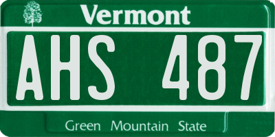VT license plate AHS487