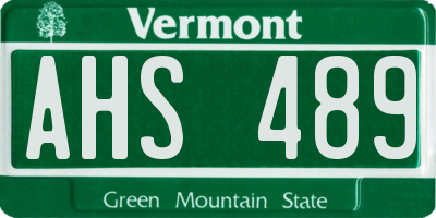 VT license plate AHS489