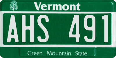 VT license plate AHS491