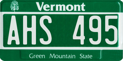 VT license plate AHS495