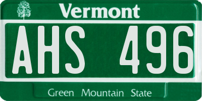 VT license plate AHS496