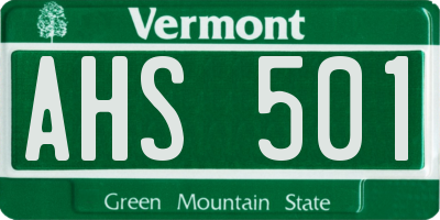 VT license plate AHS501