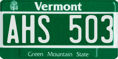 VT license plate AHS503