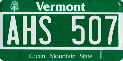 VT license plate AHS507