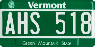 VT license plate AHS518