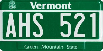 VT license plate AHS521