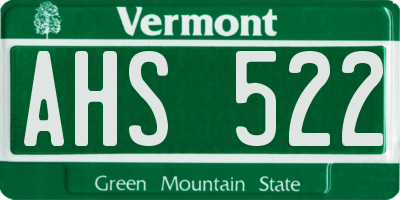 VT license plate AHS522