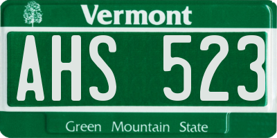 VT license plate AHS523