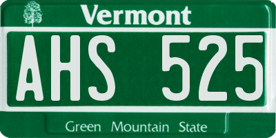 VT license plate AHS525