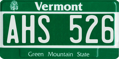 VT license plate AHS526