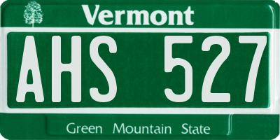 VT license plate AHS527