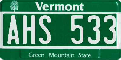 VT license plate AHS533