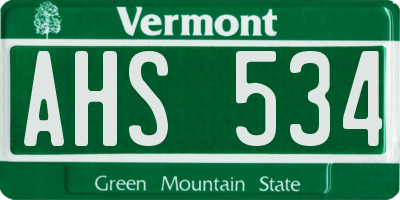 VT license plate AHS534