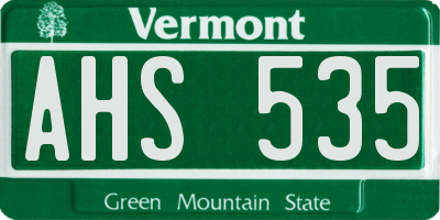 VT license plate AHS535