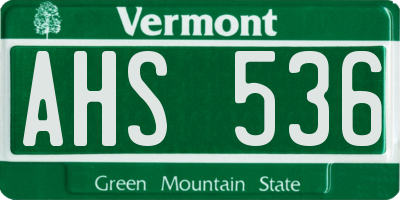 VT license plate AHS536