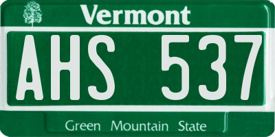 VT license plate AHS537