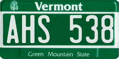 VT license plate AHS538