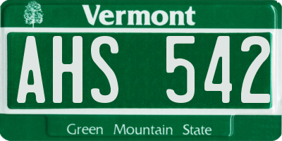 VT license plate AHS542