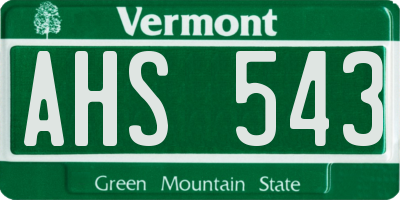 VT license plate AHS543