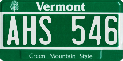 VT license plate AHS546