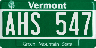VT license plate AHS547