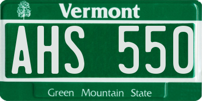 VT license plate AHS550
