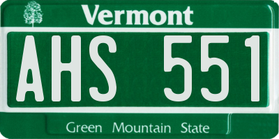 VT license plate AHS551