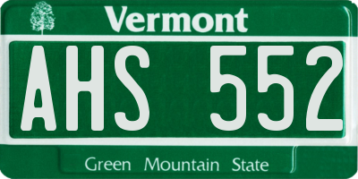 VT license plate AHS552