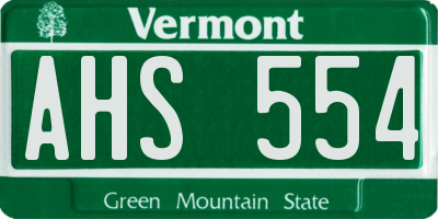 VT license plate AHS554