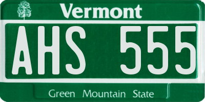 VT license plate AHS555
