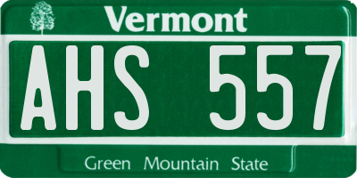 VT license plate AHS557