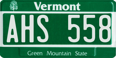 VT license plate AHS558