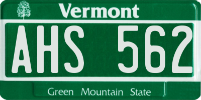 VT license plate AHS562