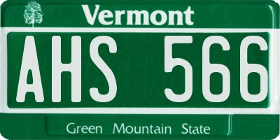 VT license plate AHS566