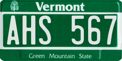 VT license plate AHS567