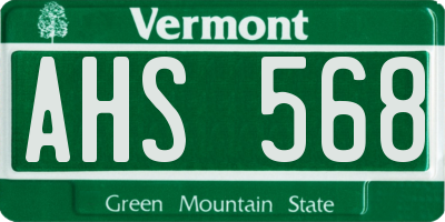 VT license plate AHS568