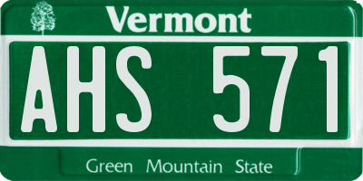 VT license plate AHS571