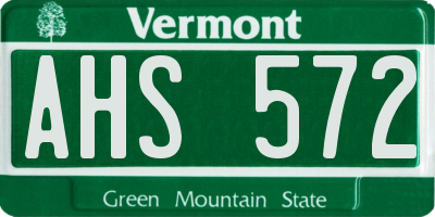 VT license plate AHS572