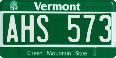 VT license plate AHS573