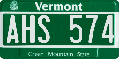 VT license plate AHS574
